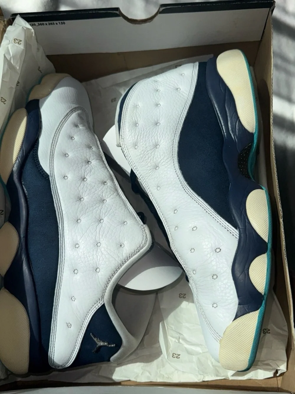 Jordan 13 retro low Men’s Sneakers - White / Navy with Teal Accents